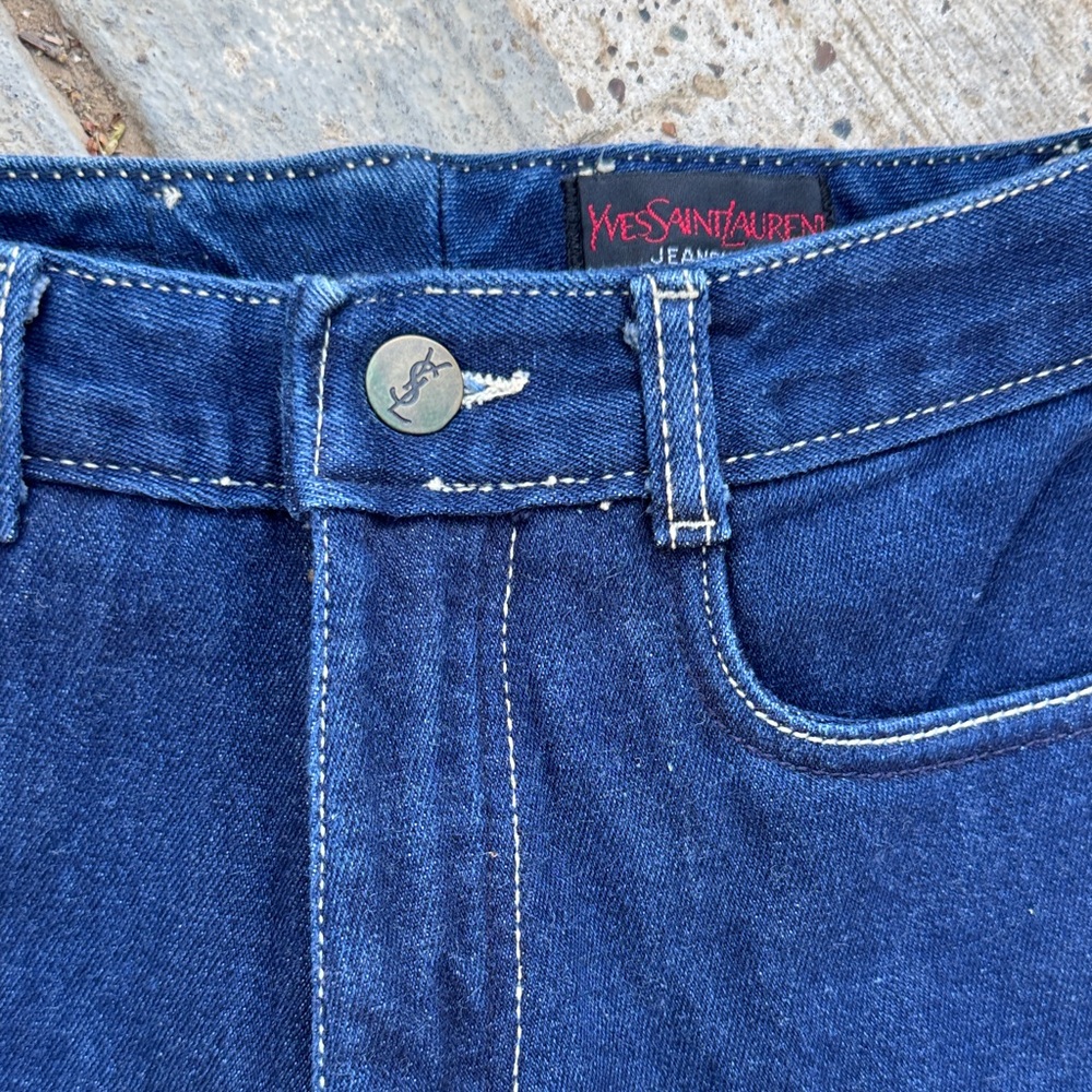 YSL Saint Laurent Dark Blue Slim Straight Petite Womens Jeans - Picture 8 of 13
